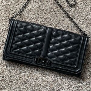 Rebecca Minkoff Quilted Love Clutch Cross Body Bag with black hardware